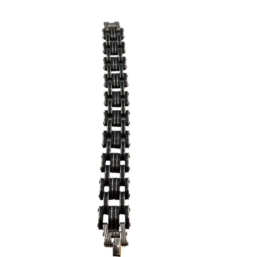 Jewelry Bracelet Rugged Chain and Tire Tread Design 8 inches Men's Women's Goth